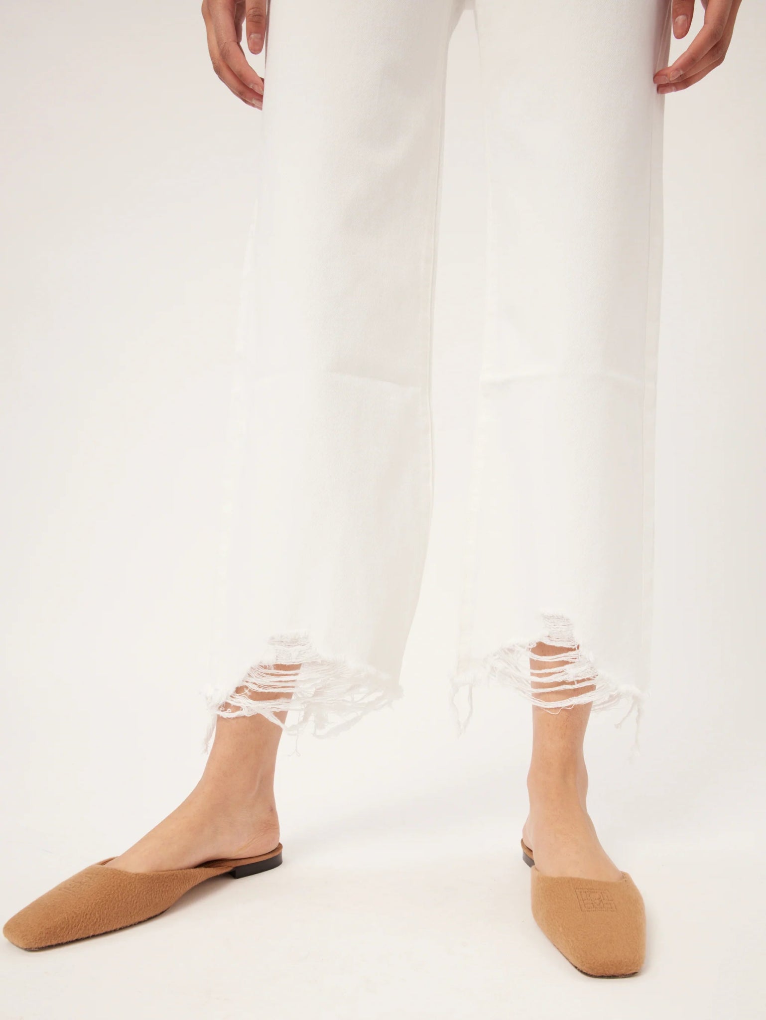 White Distressed - Hepburn Wide Leg High Rise Vintage Ankle - Endless Waves