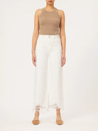 White Distressed - Hepburn Wide Leg High Rise Vintage Ankle - Endless Waves