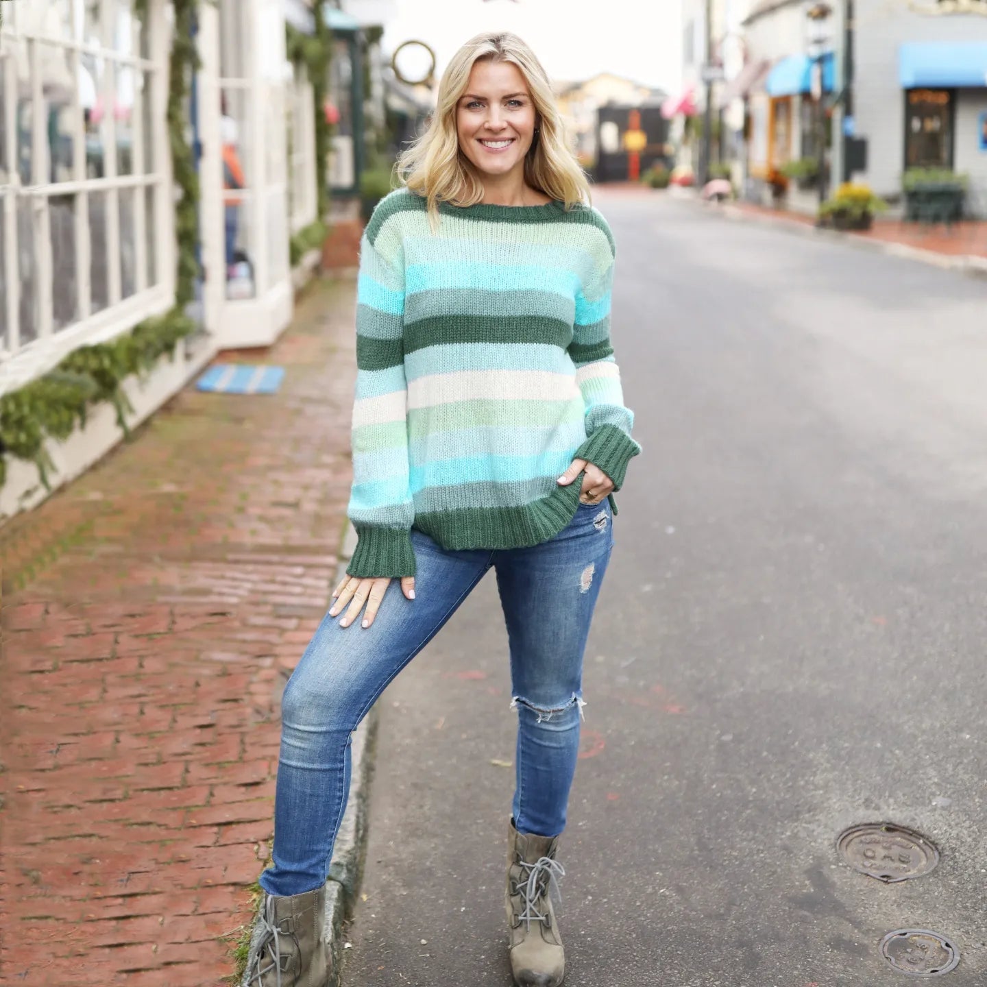 Wooden Ships Autumn Stripe Crew