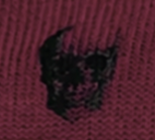 Wooden Ships Knits Ruby/ Black Skull Swatch