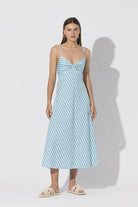 Zoe Poplin Midi Dress - Endless Waves