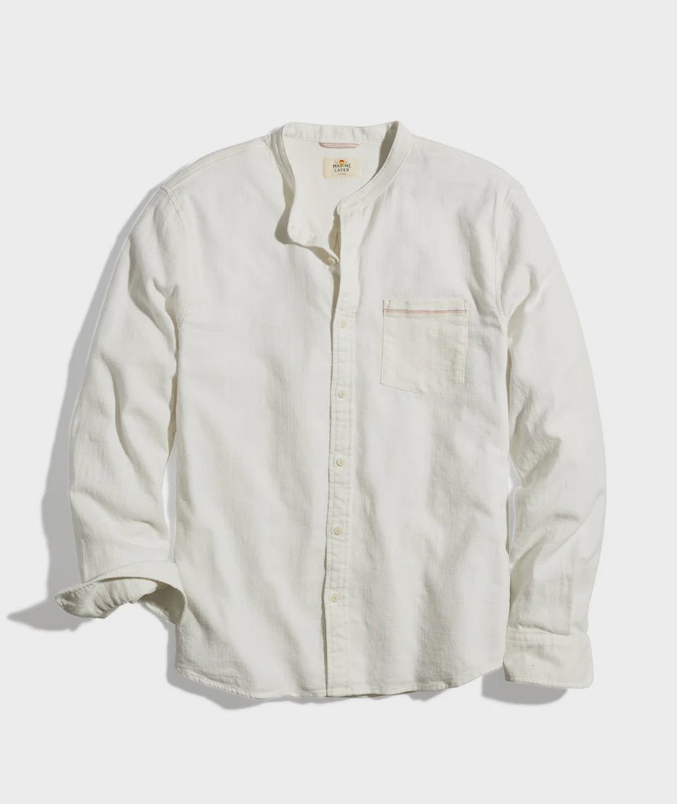 Marine Layer Marine Layer Banded Collar Stretch Selvage Shirt Endless Waves